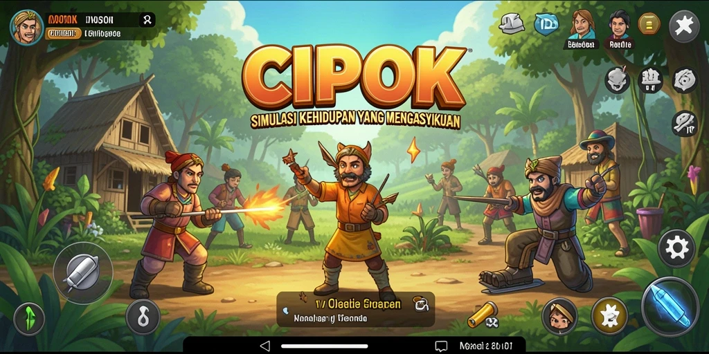 Screenshot gameplay CIPOK yang menunjukkan interaksi sosial dan simulasi kehidupan.
