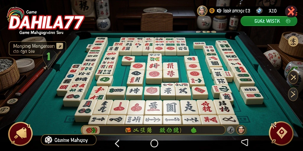 Screenshot DAHLIA77 menunjukkan gameplay Mahjong yang menarik dan penuh warna.