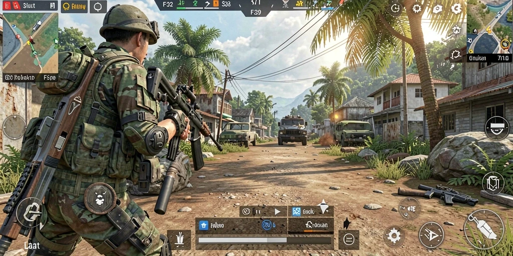 Tampilan gameplay F32 yang mendalam dan interaktif.