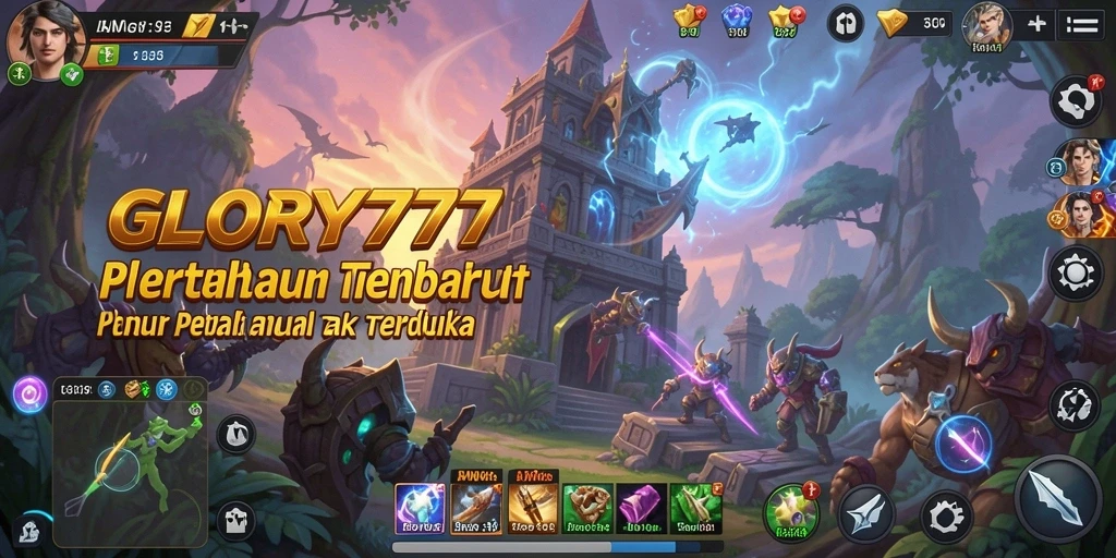 Screenshot GLORY777 menampilkan aksi Tower Defense yang intens.