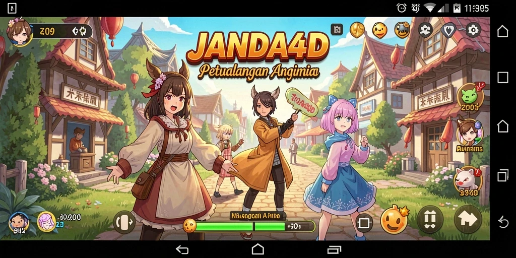 Tampilan gameplay yang menarik dari JANDA4D dengan karakter Anime.