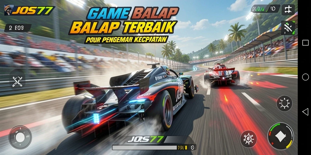 Screenshot gameplay JOS77 yang menunjukkan aksi balap mendebarkan.