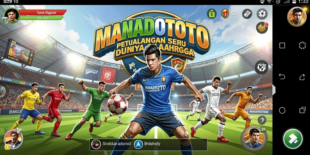 Tampilan gameplay seru dalam MANADOTOTO saat bertanding di lapangan.