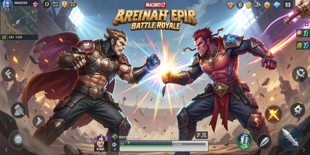 Tangkapan layar dari permainan MASBRO12 yang menampilkan aksi Battle Royale.
