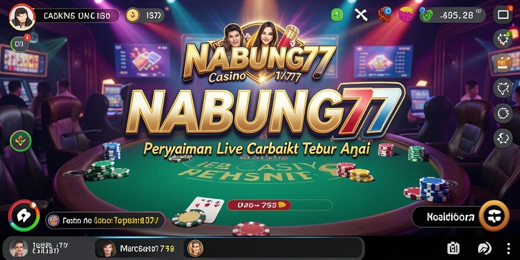 Screenshot utama NABUNG77 menampilkan dealer langsung dalam permainan kasino.