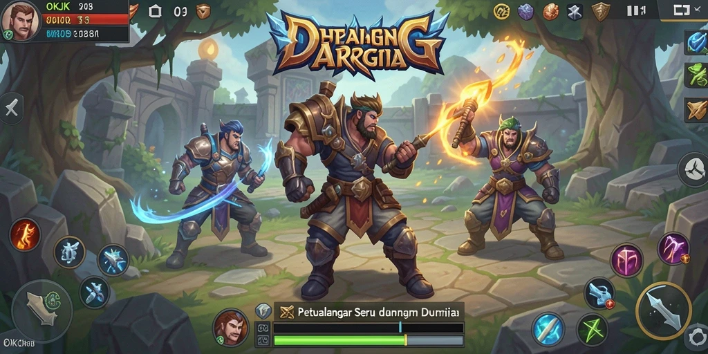 Tampilan gameplay epik dalam dunia OKJK yang memukau.