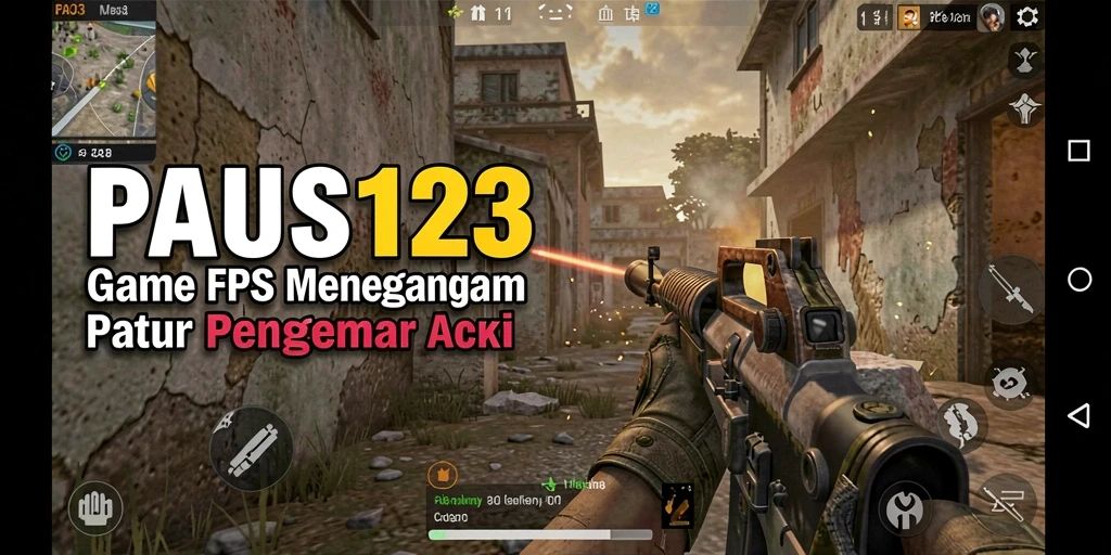 Screenshot gameplay PAUS123 menampilkan pertempuran menegangkan di medan perang.
