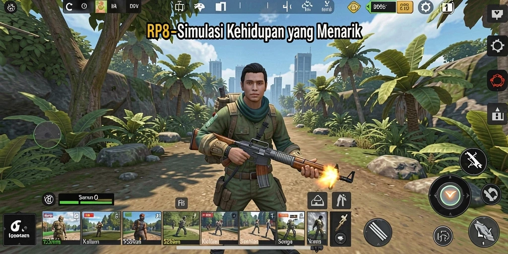 Tampilan gameplay menarik dari RP8 dalam simulasi kehidupan.
