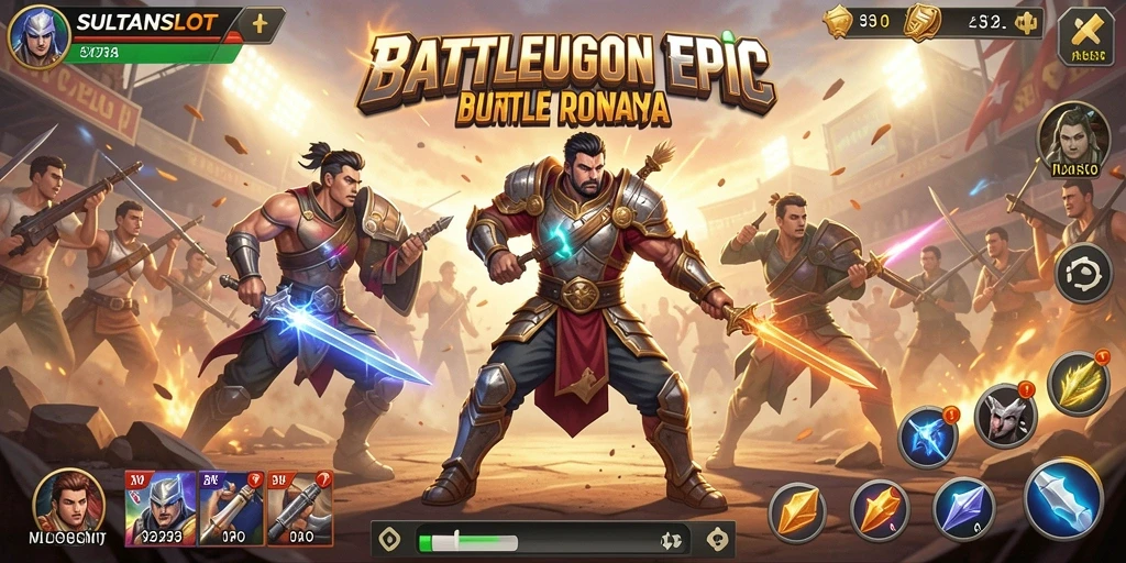 Tangkapan layar SULTANSLOT dengan tampilan aksi Battle Royale yang mendebarkan.