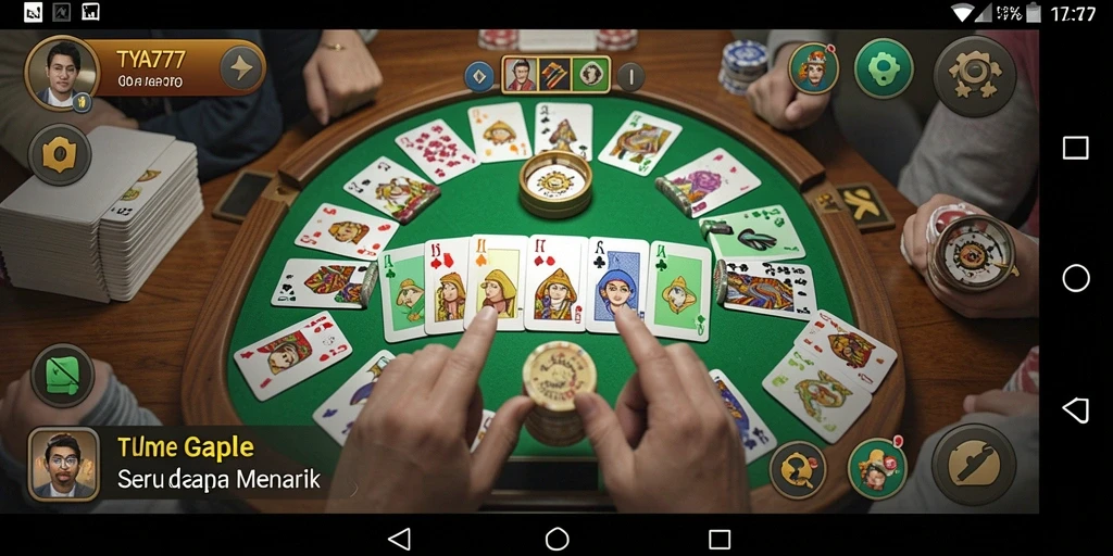 Screenshot gameplay TYA777 yang menarik dan seru dalam pertandingan Gaple.