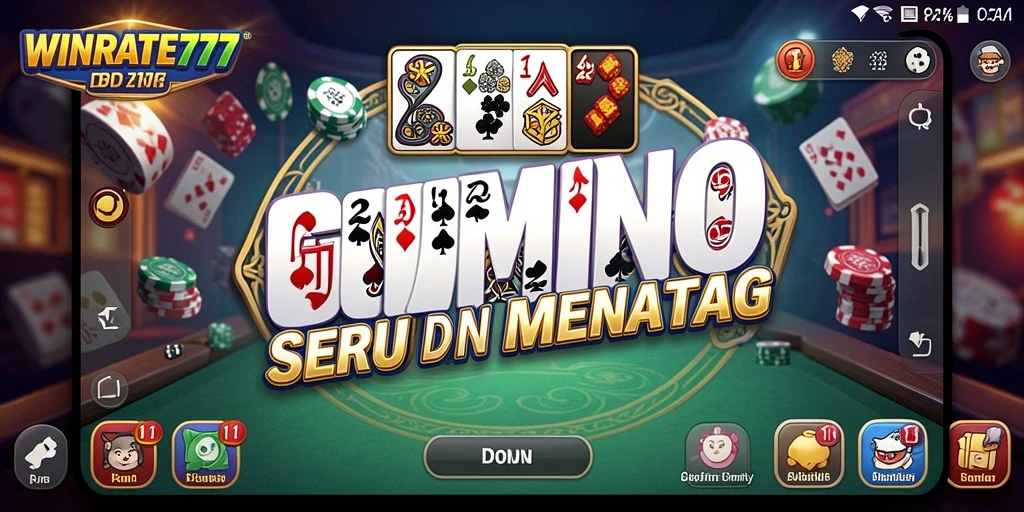 Tampilan gameplay seru dari WINRATE777 dengan pemain Domino yang kompetitif.